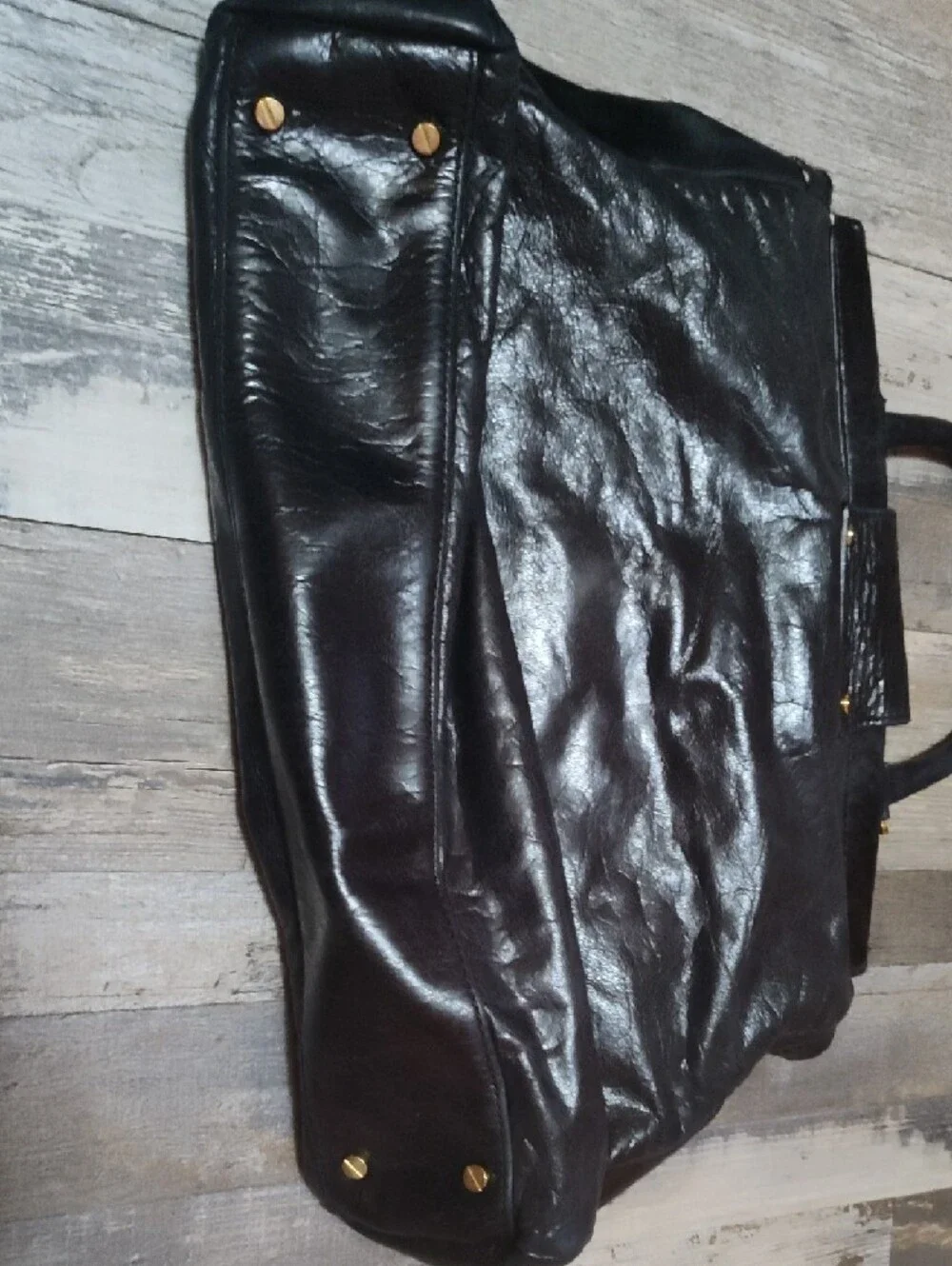Tory Burch Holland Black And Gold Detailing Satchel - Picture 3 of 9
